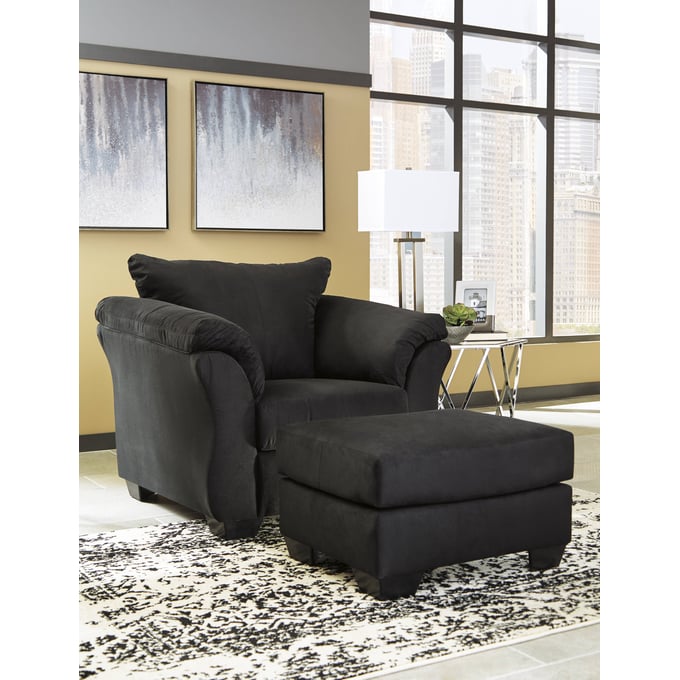 Ashley Furniture Darcy Black Chair and Ottomans Set 75008-CHO