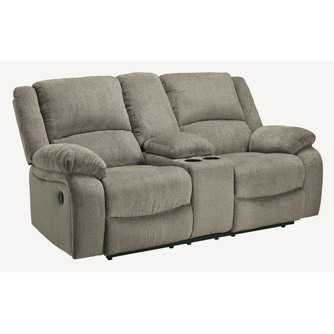 Ashley Furniture Draycoll Pewter Double Reclining Console Loveseat 7650594