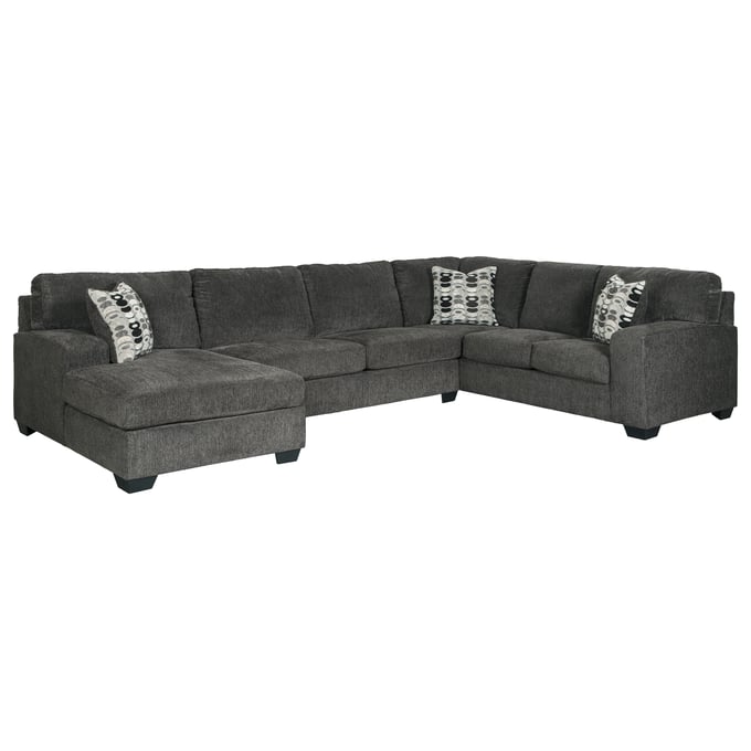 Ashley Furniture Ballinasloe Smoke 3pc Sectional With LAF Corner Chaise 80703S1