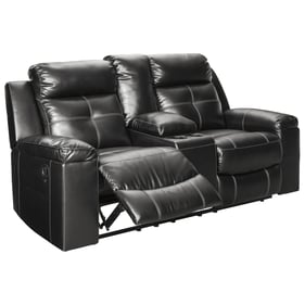 Ashley Furniture Kempten Black Double Recliner Loveseat With Console