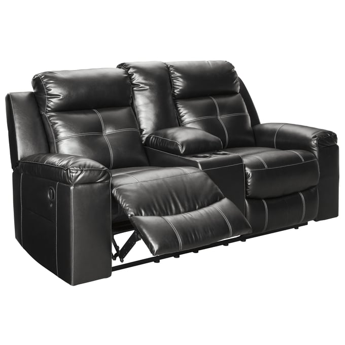 Ashley Furniture Kempten Black Double Recliner Loveseat With Console 8210594