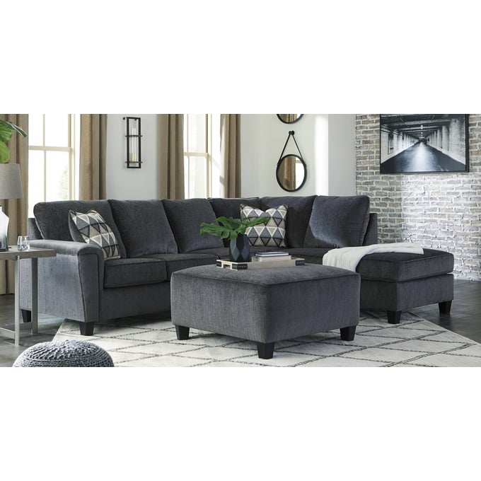 Ashley Furniture Abinger Smoke RAF Sectional With Ottoman 83905-SEC4