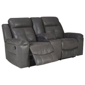 Ashley Furniture Jesolo Dark Gray Double Recliner Loveseat With Console