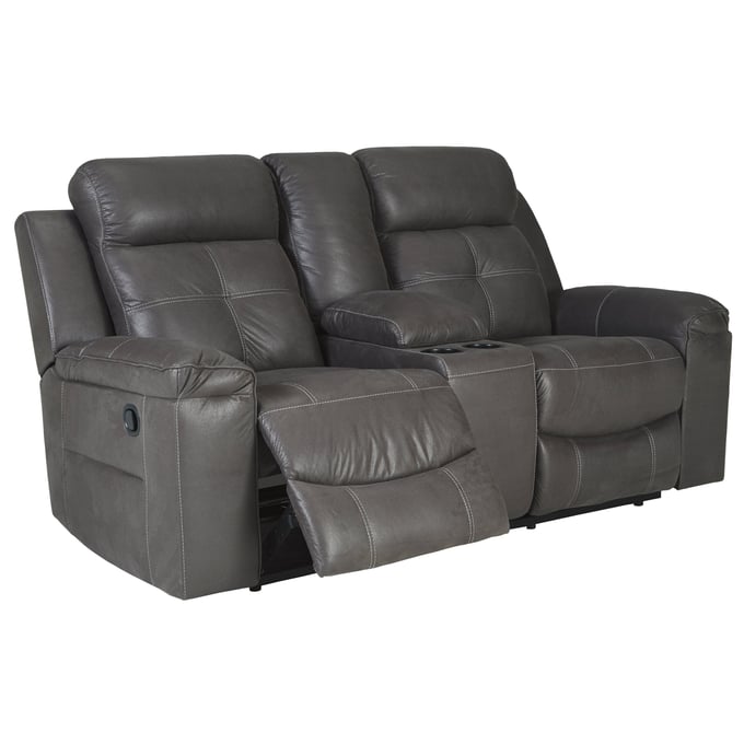 Ashley Furniture Jesolo Dark Gray Double Recliner Loveseat With Console 8670594