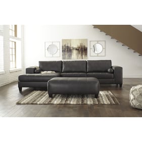 Ashley Furniture Nokomis Charcoal PU LAF Sectional With Ottoman