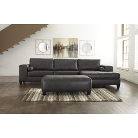 Ashley Furniture Nokomis Charcoal PU RAF Sectional With Ottoman