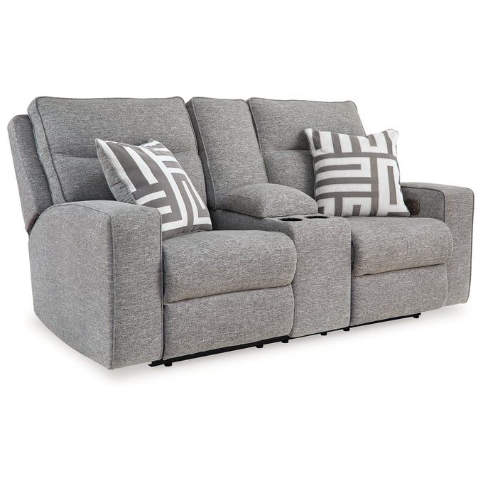 Ashley Furniture Biscoe Pewter Power Console Reclining Loveseat 9050318