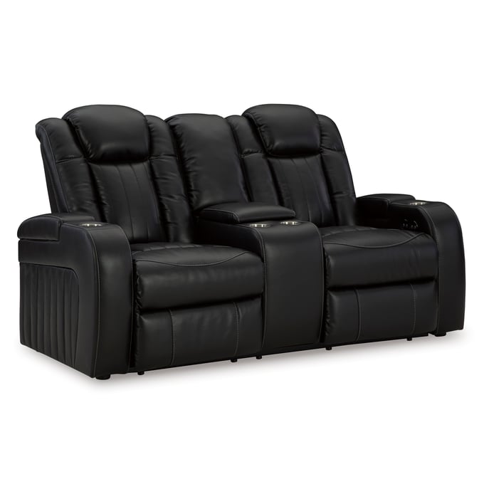 Ashley Furniture Caveman Den Midnight Power Reclining  Console Loveseat 9070318