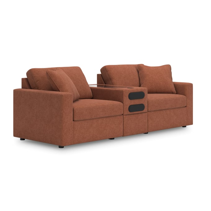 Ashley Furniture Modmax Spice 3pc Sectional Loveseat With Audio Console 92102S13