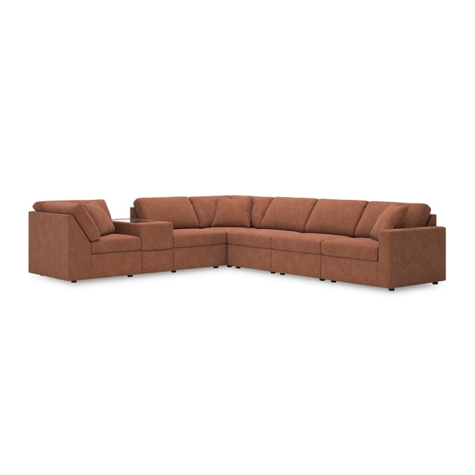 Ashley Furniture Modmax Spice RAF 7pc Sectional With Console 92102S32