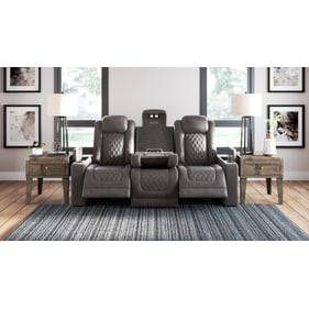 Ashley Furniture HyllMont Gray Power Reclining Sofa With Headrest