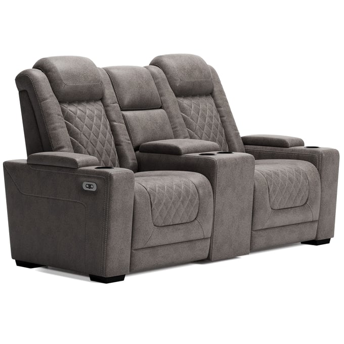 Ashley Furniture HyllMont Gray Power Reclining Loveseat With Headrest 9300318