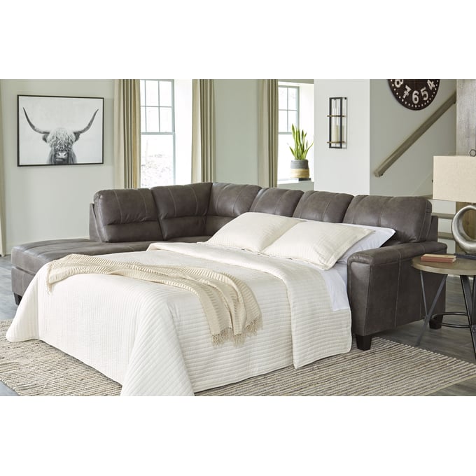 Ashley Furniture Navi Smoke 2pc Sleeper Sectional With LAF Chaise 94002S3