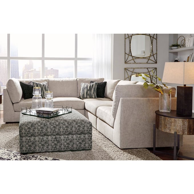 Ashley Furniture Kellway Bisque Sectional With Storage Ottoman 98707-SEC6