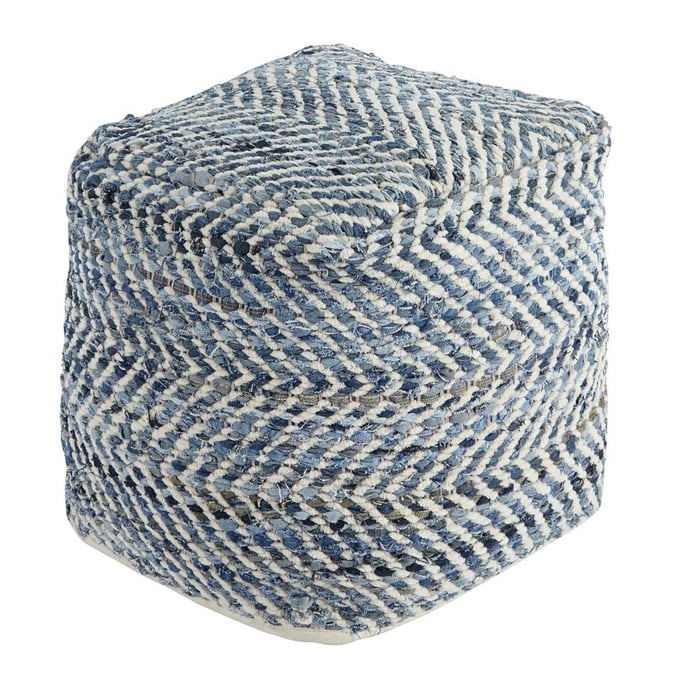 Ashley Furniture Chevron Blue Pouf A1000445