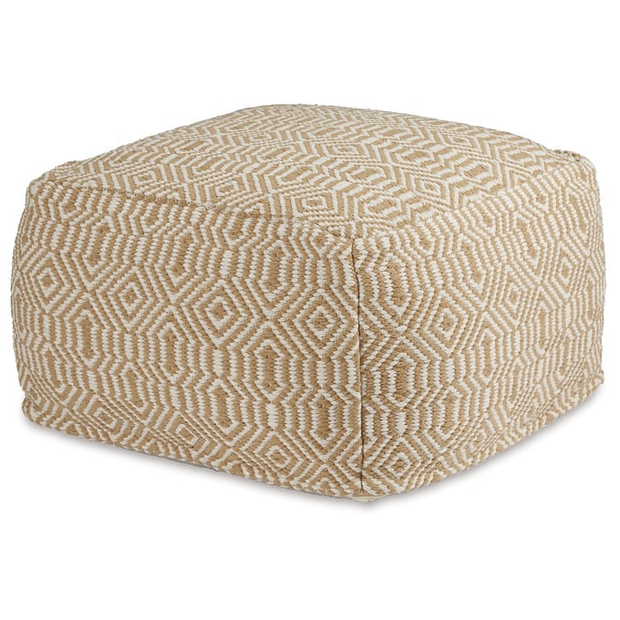 Ashley Furniture Adamont Tan Ivory Pouf A1001059