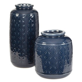 Ashley Furniture Marenda Navy Blue 2pc Vase Set