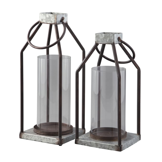 Ashley Furniture Diedrick Gray Black 2pc Lantern Set A2000346