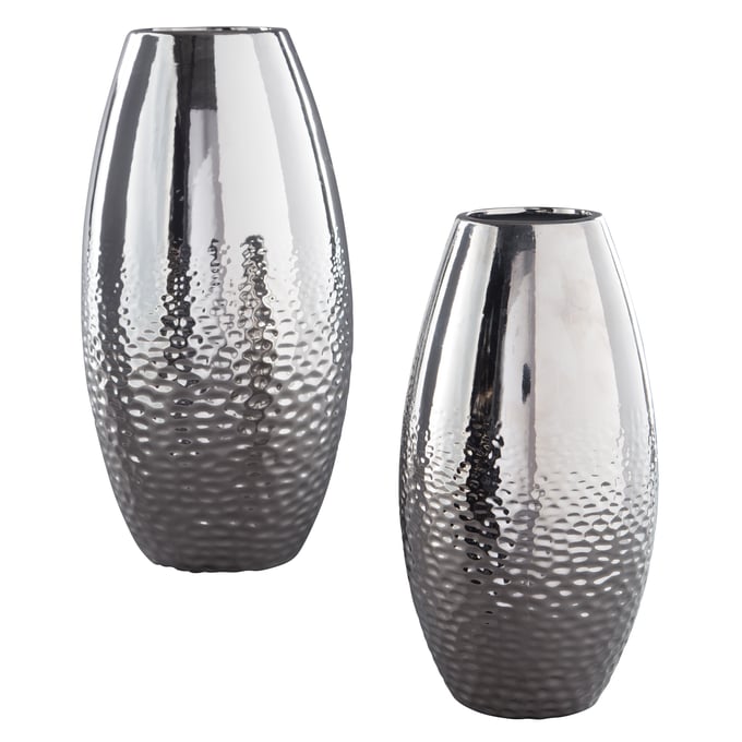 Ashley Furniture Dinesh Silver 2pc Vase Set A2000355