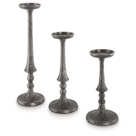 Ashley Furniture Eravell Pewter 3pc Candle Holder Set