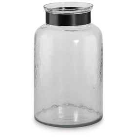 Ashley Furniture Lukasvale Clear Glass Pewter Metal Vase