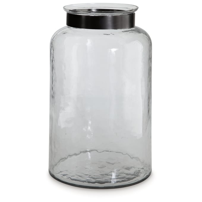 Ashley Furniture Lukasvale Clear Glass Pewter Vase A2000586