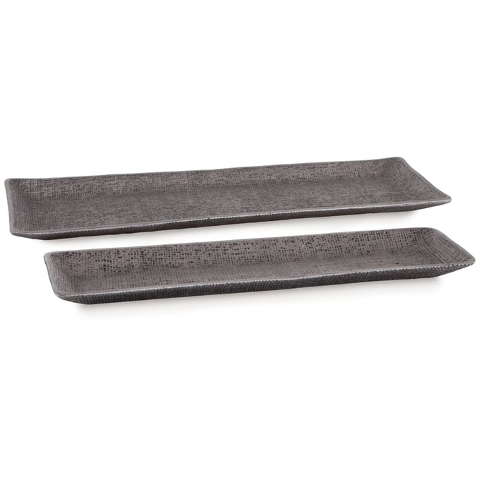 Ashley Furniture Garekton Pewter Metal 2pc Tray Set A2000590