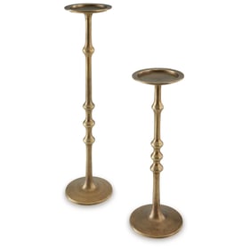 Ashley Furniture Larwick Antique Brass 2pc Candle Holder Set