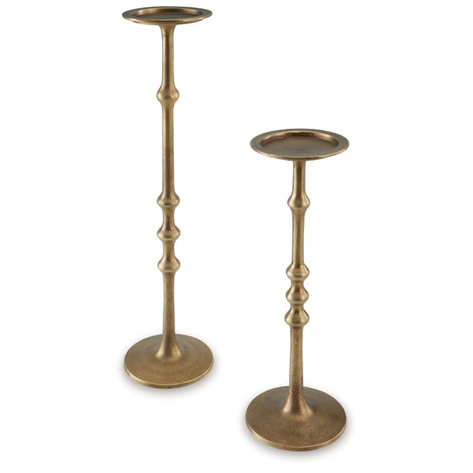 Ashley Furniture Larwick Antique Brass 2pc Candle Holder Set A2000683