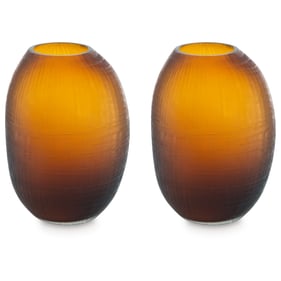 2 Ashley Furniture Embersen Contemporary Amber Glass Vases