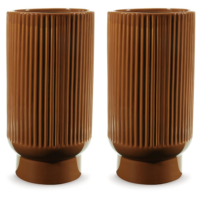 2 Ashley Furniture Avalyah Burnt Umber 12 Inch Vases A2900022