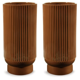 2 Ashley Furniture Avalyah Burnt Umber Ceramic Vases