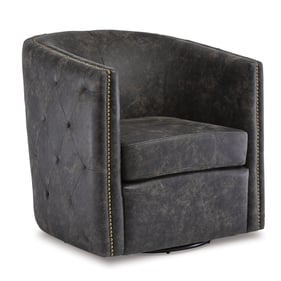 Ashley Furniture Brentlow Distressed Black Swivel Chair