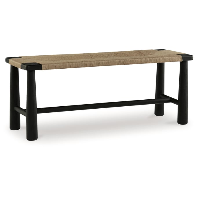 Ashley Furniture Acerman Black Natural Accent Bench A3000684