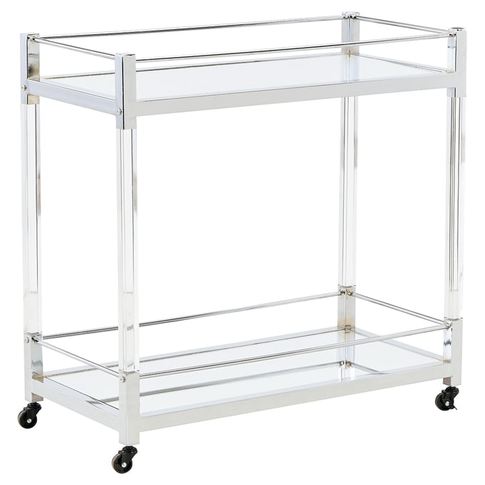 Ashley Furniture Chaseton Clear Silver Bar Cart A4000501