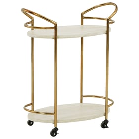 Ashley Furniture Tarica Cream Gold Bar Cart