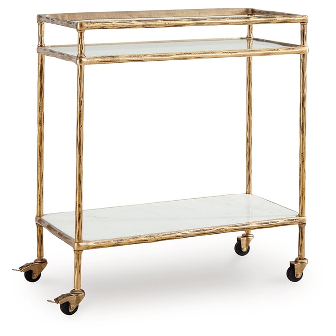 Ashley Furniture Plattfield Antique Gold Bar Cart A4000625