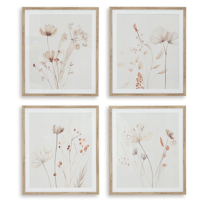 Ashley Furniture Bondner Beige Rust 4pc Wall Art Set A8000412