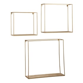 Ashley Furniture Efharis Natural Gold 3pc Wall Shelf Set