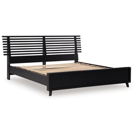 Ashley Furniture Danziar Black Wood Queen Slat Panel Bed