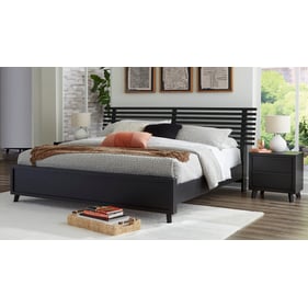 Ashley Furniture Danziar Black Wood 2pc King Slat Panel Bedroom Set