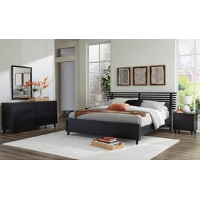 Ashley Furniture Danziar Black Wood 4pc King Slat Panel Bedroom Set