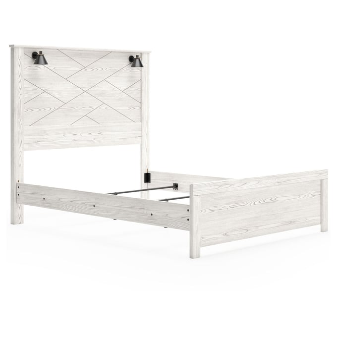 Ashley Furniture Gerridan White Queen Panel Bed With Light B1190B7