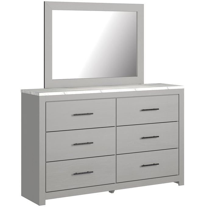 Ashley Furniture Cottonburg Light Gray White Dresser And Mirror B1192B1