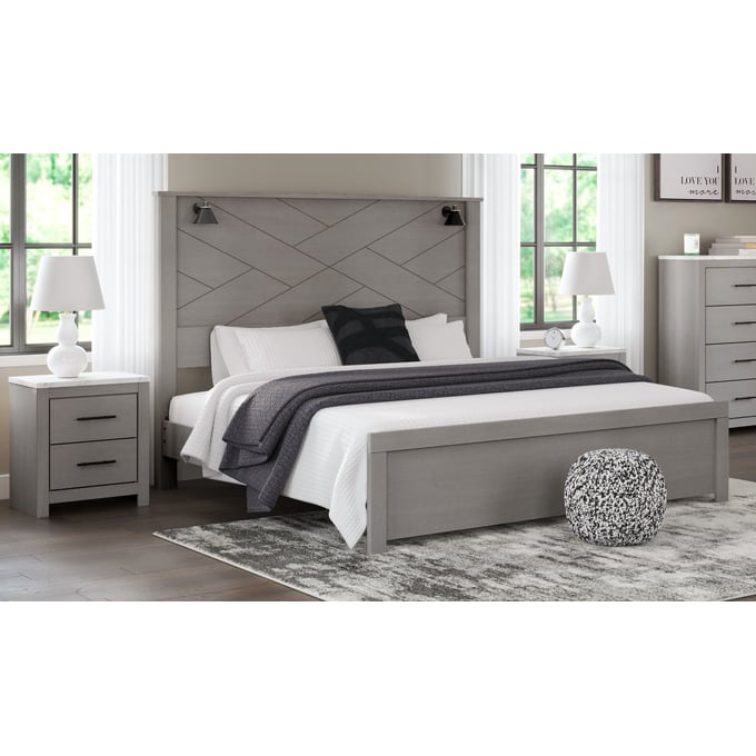 Ashley Furniture Cottonburg Light Gray White 2pc Bedroom Set With King Panel Bed B1192-BR-S5