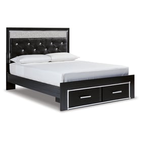 Ashley Furniture Kaydell Chrome Black Queen Upholstered Panel Storage Bed