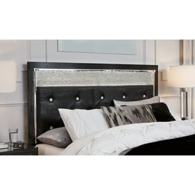 Ashley Furniture Kaydell Chrome Black Queen Upholstered Panel Headboard Wit...