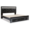 King Upholstered Panel Storage Platform Bed with Roll Slat