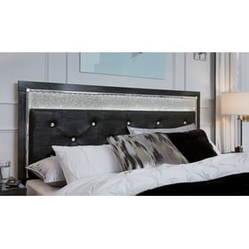 Ashley Furniture Kaydell Chrome Black King Cal King Upholstered Panel Headb...