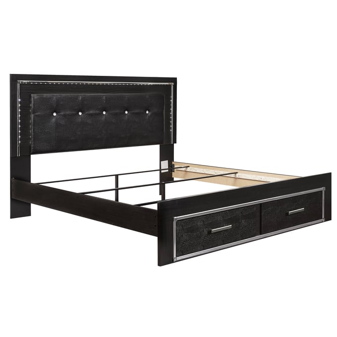 Ashley Furniture Kaydell Black King Upholstered Panel Storage Bed B1420B7